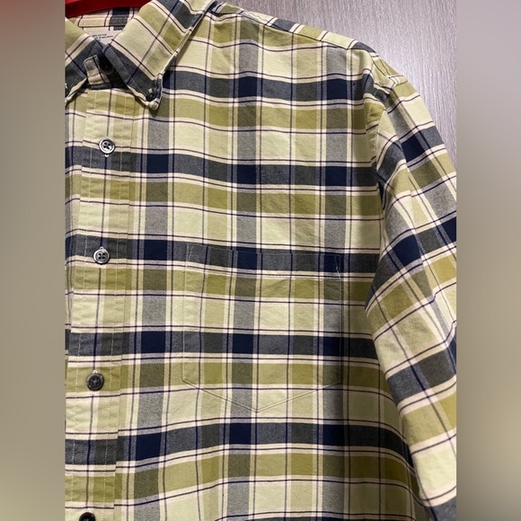 Nordstrom PURE STUFF Button Up Shirt - Green & Blue Plaid - Size Large - Picture 4 of 11